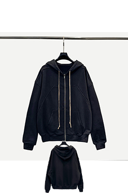 リックオウエンス ダークスタイルのハイストリートフード付きスパーカージャケット