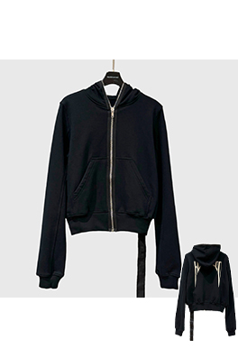 リックオウエンス ダークスタイルのヘビーウェイトフード付きスパーカージャケット