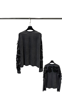 リックオウエンスコピー ダークスタイルのパッチ刺繍入り長袖シャツ