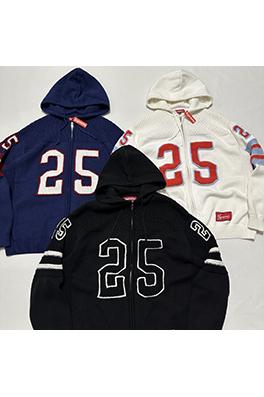 シュプリーム SPORT ZIP UP FOOTBALL HOOD SWEATER37 手刺繍のフード付きジップアップニットセーター