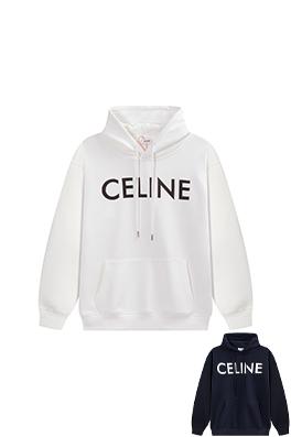 セリーヌ 新しいフリース裏地プリントフード付きスウェットシャツ