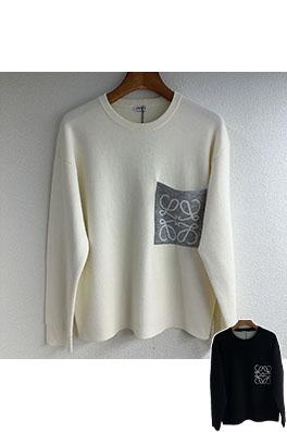 ロエベ 大きなロゴ刺繍ポケット付きニットクルーネックカジュアルトップス