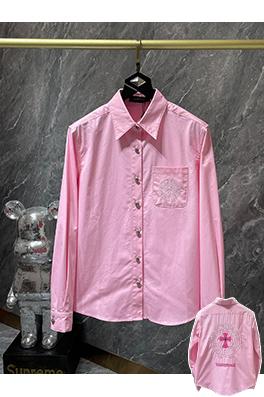 クロムハーツ 刺繍入りのカラフルなクロスホースシューパッチワークレザーリベットシャツ