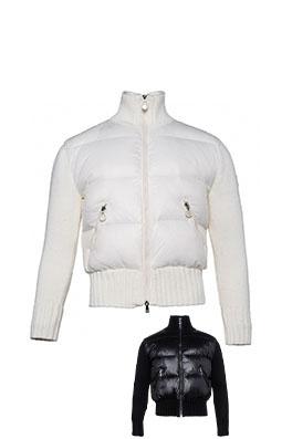 モンクレール パッチワークウールニットスリーブスタンドカラーダウンジャケット