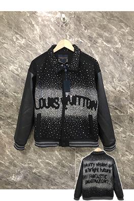 ルイヴィトンコピー ホットフィックスラインストーンアップリケ刺繍ベースボールジャケット