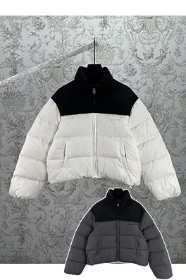 アレキサンダーワン レディース 無地 パッチワーク スタンドカラー ショートダウンジャケット