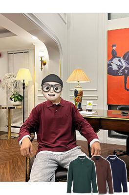 プラダ 高品質のパッチワークラベルフェイクツーピース長袖ポロシャツ