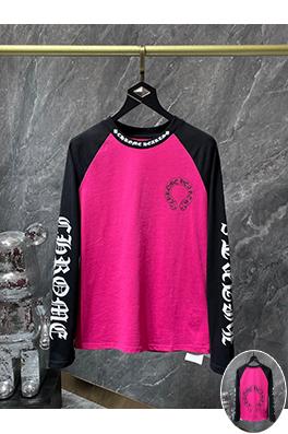 クロムハーツ サンスクリット文字の馬蹄形のカラーブロックラグラン長袖シャツ