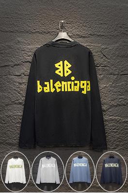 バレンシアガ Balenciaga ダメージプリントクルーネックロングスリーブシャツ
