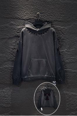 クロムハーツ 420g リバースカラー ダメージフード付きスウェットシャツ