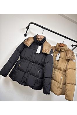 モンクレール Agneux レディースウエストカラーブロックのフード付きミドル丈ダウンジャケット