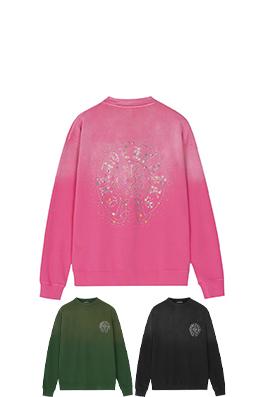 クロムハーツ クロスホースシューラインストーンヘビーデューティースウェットシャツ