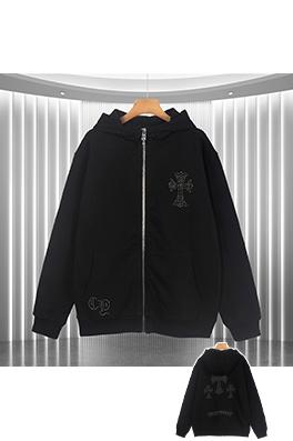 クロムハーツスーパーコピー 高品質のテリークロスのフード付きジップアップスウェットシャツ