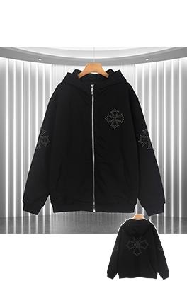 クロムハーツ 新作の高級ビーズ付きフード付きジップアップスウェットシャツ