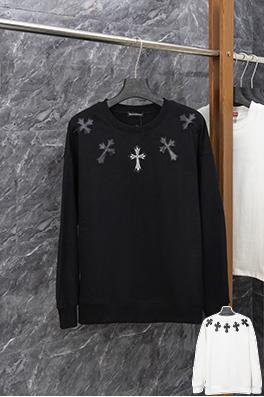 クロムハーツ ネックレスレザーラベルクルーネックスウェットシャツ