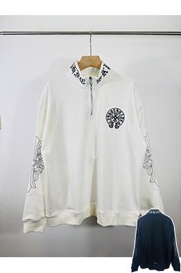 クロムハーツ ウォッシュアップリケ刺繍スタンドカラージッパースウェットシャツ
