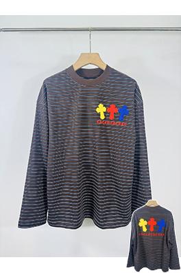 クロムハーツスーパーコピー 馬蹄クロス3Dプリント黒と白のストライプ 長袖シャツ