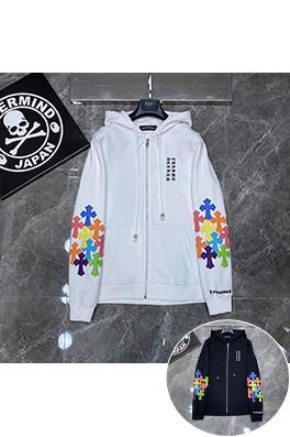 クロムハーツ ダブルアーム刺繍クロスパッチワークジップアップスウェットシャツ