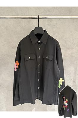 クロムハーツ クロス柄レザーワークジャケットシャツコート