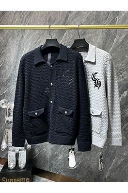 クロムハーツ ワッフルチェックのパッチワークカーディガンセーター