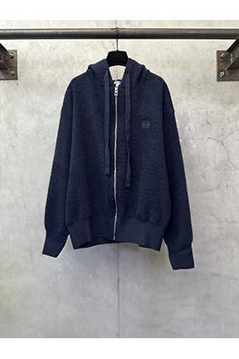 ロエベ 刺繍ロゴウールループニットジップアップパーカー