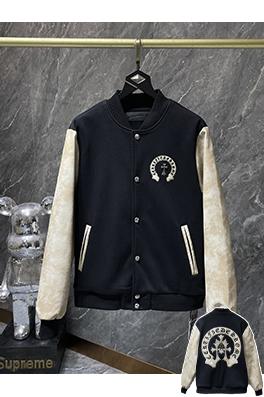 クロムハーツ レザースリーブとベースボールの刺繍サンスクリットクロスのウールコート