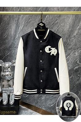 クロムハーツ 新しいサンスクリット十字ウールレザースリーブパッチワークデザイン