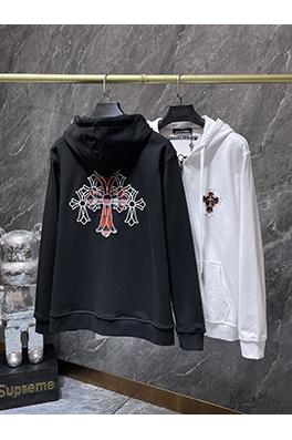 クロムハーツ クロス柄のハンドメイドアップリケ刺繍スタッズパーカー