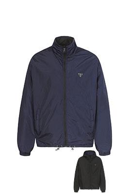 プラダ 両面カラーブロックナイロンロゴジャケット