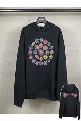 バレンシアガ Balenciaga 新しいツートンのしロゴウォッシュダメージのジップアップパーカー