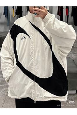 バレンシアガスーパーコピー 大きな半円の白黒刺繍防水ウィンドブレーカージャケット
