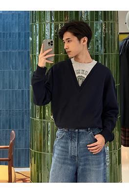 ロエベ 新しいVネックフェイクツーピーススウェットシャツ