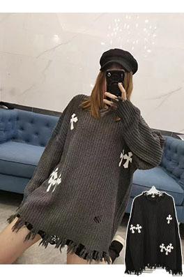 クロムハーツ ランウェイスタイルのチャンキーニットのルーズフィットセーター