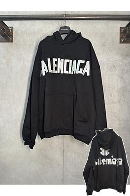 バレンシアガ テーププリントの長袖フード付きスウェットシャツ
