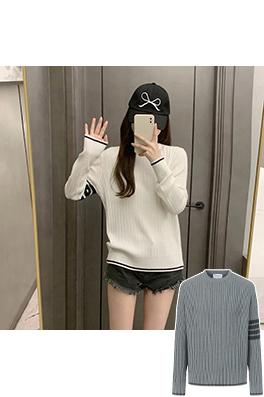 トムブラウン ストライプ柄クルーネック4本ストライプ長袖セーター