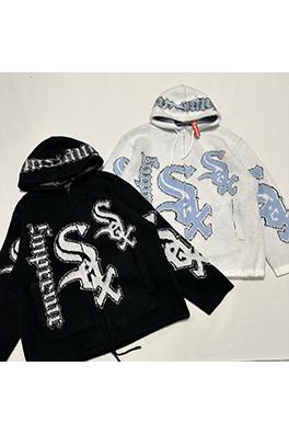 シュプリーム × Chicago White Sox FW25 ZIP UP HOODED SWEATER ジッパー付きプラッシュセーター