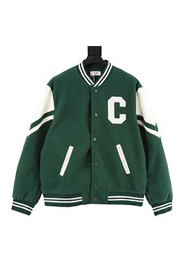 セリーヌ 大きなCのパッチワーク刺繍りベースボールジャケット