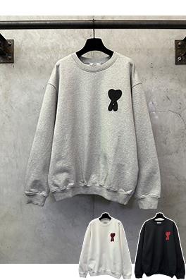 アミ レターハート型クルーネック長袖スウェットシャツ