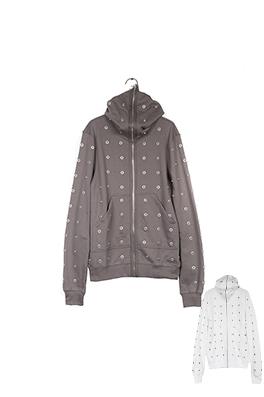 リックオウエンス フルボタンフード付きスウェットシャツ