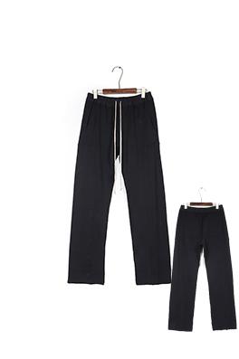 リックオウエンス ニットコットン立体ットストレートレッグフレイドヘムパンツ