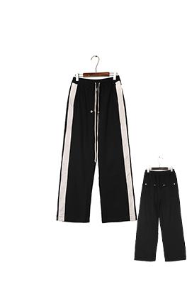 リックオウエンスコピー ホワイトトリムのストレートワイドレッグパンツ