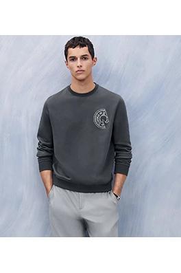 エルメス サドルスタイルのテリークロス刺繍クルーネックスウェットシャツ