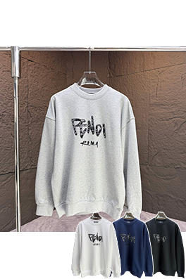 フェンディ 新しいクルーネックロゴ反射フロックスウェットシャツ