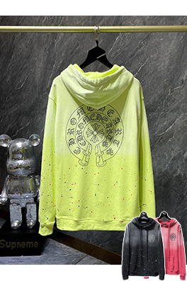 クロムハーツ クロスホースシューグラデーションスプラッターペイントラインストーンパーカー