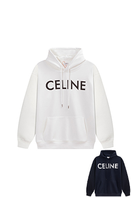 セリーヌ 新しいフリース裏地プリントフード付きスウェットシャツ