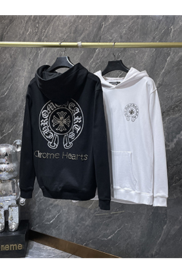 クロムハーツ 馬蹄のサンスクリット十字の彫刻ラインストーンのホットフィックスラインストーンの手縫いパーカー