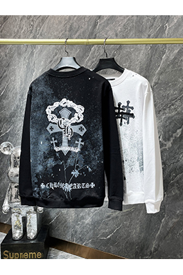 クロムハーツコピー 星空クロスパッチワーク刺繍クルーネックスウェットシャツ