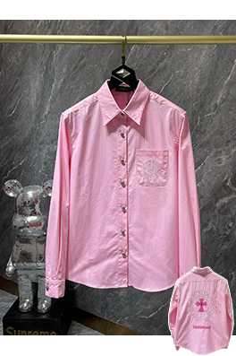 クロムハーツ 刺繍入りのカラフルなクロスホースシューパッチワークレザーリベットシャツ