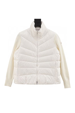 モンクレール Vネックニット不規則パッチワークスタンドカラー軽量ダウンジャケット