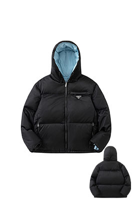 プラダ 新作レディースフード付きトライアングルラベルダウンジャケット